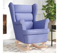 CKioict Silla Mecedora de Tela Azul Vaquero Silla Mecedora Tapizada con Reposapiés para Sala u Oficina 74x90x102 cm