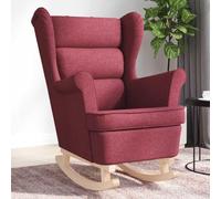 CKioict Silla Mecedora de Tela Rojo Vino Tinto Silla Mecedora Tapizada con Reposapiés para Sala u Oficina 74x90x102 cm