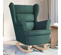 CKioict Silla Mecedora de Tela Verde Oscuro Silla Mecedora Tapizada con Reposapiés para Sala u Oficina 74x90x102 cm