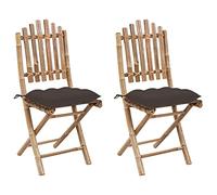 CKioict Sillas de cocina, sillas de comedor, sillas de playa, sillas de jardín plegables, 2 unidades, con cojín de bambú, adecuadas para terrazas, céspedes, casas de campo