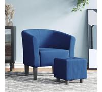 CKioict Sillón club con reposapiés, silla de tela azul, silla de lectura para dormitorio, balcón