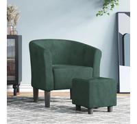 CKioict Sillón con Taburete Terciopelo Verde Oscuro Sillón Moderno Terciopelo Suave Estructura Robusta Acolchado Cómodo