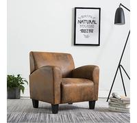 CKioict Sillón de lectura de cóctel, moderno, tapizado, marrón, piel sintética, aspecto de ante, adecuado para oficina, dormitorio, estudio