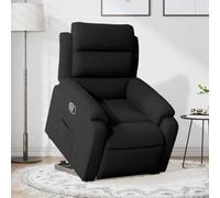 CKioict Sillón de relax con ayuda para levantarse, color negro, de terciopelo, con taburete, para dormitorio, oficina