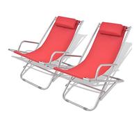 CKioict Sillón de relax ergonómico, 2 unidades, acero rojo, para terrazas, balcones, piscina