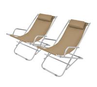 CKioict Sillón de relax ergonómico, 2 unidades, acero topo, para terrazas, balcones, piscina