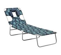 CKioict Sillón de relax ergonómico para balcón, tumbona plegable con almohada, diseño de hojas de acero, para terrazas, balcones, piscina