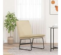 CKioict Sillón de Relax Tela Color Crema Sillón de Relax Transpirable con Estructura Metálica y Acolchado Cómodo 52x75x76 cm