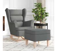 CKioict Sillón Mecedora con Taburete Tela Gris Oscuro Silla Mecedora Tapizada con Reposapiés para Sala u Oficina