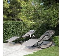 CKioict Tumbona para balcón, tumbona de playa, columpio, 2 unidades, acero gris y textileno para jardín, terraza y balcón