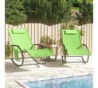 CKioict Tumbona para balcón, tumbona de playa, columpio, 2 unidades, acero verde y textileno para jardín, terraza y balcón