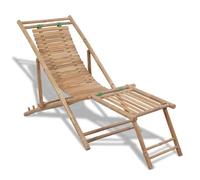 CKioict Tumbona para balcón, tumbona de playa, tumbona de jardín con reposapiés de bambú, para jardín, césped, terraza