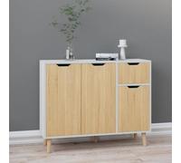 CKioict Vitrina multiusos para salón, aparador, color blanco, roble Sonoma, 90 x 30 x 72 cm, material de madera para cocina, salón, comedor