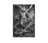 CKJenjBKm Póster de arte religioso de San Miguel Arcángel, color beige, lienzo estético para pared, decoración del hogar, dormitorio, sala de estar, 30 x 45 cm, estilo sin marco