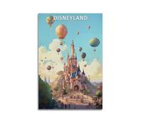 CKJenjBKm Póster de viaje retro de Paris Disney, lienzo estético para pared, decoración del hogar, dormitorio, sala de estar, 30 x 45 cm, estilo sin marco