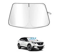 CKPEOR Parasol para Parabrisas Delantero para Peugeot 2008 e-2008 2020 2021 2022, Parasol para Ventana, Bloques Plegables, Rayos UV, Mantiene tu Coche más Fresco,Silver and Black