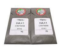 CKPSMS Organ Titanium HAX1PD 15X1PD 20 agujas de vástago plano para máquina de coser doméstica (tamaño de aguja: 18/110)