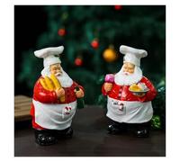 CKQshenKouyicKQ Figuras de Papá Noel de Chef navideño, Resina, decoración de Cocina, estatuas de Papá Noel, Pan, Botella de Vino, decoración de Mesa navideña, Regalo
