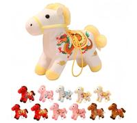 CKryzillix 2026 Year of The Horse Plush Ornament, Cute Soft Mascot with Embroidery Pattern Horse for Chinese New Year Home Decor, Car Hanging Decor, Festival Gift(D2,S)