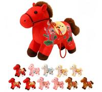 CKryzillix 2026 Year of The Horse Plush Ornament, Cute Soft Mascot with Embroidery Pattern Horse for Chinese New Year Home Decor, Car Hanging Decor, Festival Gift(B3,S)