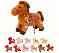 CKryzillix 2026 Year of The Horse Plush Ornament, Cute Soft Mascot with Embroidery Pattern Horse for Chinese New Year Home Decor, Car Hanging Decor, Festival Gift(C1,S)