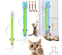 CKryzillix Juguete for Gatos con Cuerda voladora de Movimiento automático, Juguete Interactivo eléctrico montado en la Pared for Interior, Alivio del aburrimiento(Blue+White)