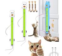 CKryzillix Juguete for Gatos con Cuerda voladora de Movimiento automático, Juguete Interactivo eléctrico montado en la Pared for Interior, Alivio del aburrimiento(White*2)