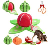 CKryzillix Orange Hide Plush Dog Toy, 3 in 1 Interactive Crinkle Dog Toy, Sniffing Mat That Can Hide Snacks with Crinkle Papers for Small Medium Dogs, Nosework Pet Puzzle Toy for Boredom(Watermelons)