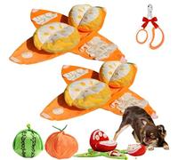 CKryzillix Orange Hide Plush Dog Toy, 3 in 1 Interactive Crinkle Dog Toy, Sniffing Mat That Can Hide Snacks with Crinkle Papers for Small Medium Dogs, Nosework Pet Puzzle Toy for Boredom(Oranges*2)
