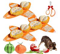 CKryzillix Orange Hide Plush Dog Toy, 3 in 1 Interactive Crinkle Dog Toy, Sniffing Mat That Can Hide Snacks with Crinkle Papers for Small Medium Dogs, Nosework Pet Puzzle Toy for Boredom(Oranges*3)
