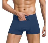 Ckzyrith Calzoncillos tipo bóxer de bolsillo para hombre, ropa interior con bolsillos secretos con cremallera para viajes, carnaval, almacenamiento seguro, azul, 3XL