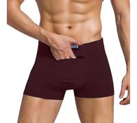 Ckzyrith Calzoncillos tipo bóxer de bolsillo para hombre, ropa interior con bolsillos secretos con cremallera para viajes, carnaval, almacenamiento seguro, Rojo vino., XXL