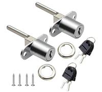 CL-Lin - Cerradura de cajón (2 piezas, cierre de émbolo plateado con llave para archivadores, armario, vitrina, muebles, diámetro de 16 mm, longitud de 61 mm (llave diferente)