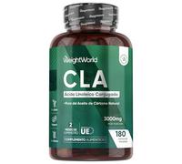 CLA Ácido Linoleico Conjugado 3000mg 180 Cápsulas - Suplemento Keto de Perlas de Aceite de Cártamo Puro - Fuente Natural de Ácidos Grasos Omega 6 Sin Lactosa, Para 2 Meses