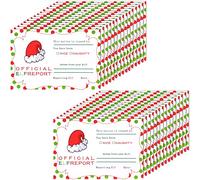 Clabby 100 tarjetas oficiales de Navidad para informes de elfos a granel de 4 x 6 pulgadas, elfos de Navidad, aviso de comportamiento travieso o agradable, nota de elfo, carta de llegada, tarjetas de