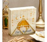 Clabby 13 x 13 Pulgadas Servilletas Decorativas Eid Ramadán Mubarak Servilleta de Papel Musulman Servilletas de Papel Anillo de Servilletas Ramadán Eid Mubarak Accesorios(50 Piezas)