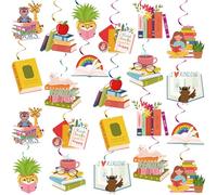 Clabby 22 Piezas Decoraciones Colgantes con Espirales Libros Guirnaldas Espirales para Fiesta de Lectura Adorno Remolino para Pared y Techo Cumpleaños Baby Shower Biblioteca Escuela Clube Celebración