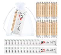 Clabby 24 Sets Estuche de Fieltro para Chocolate Compatible con Duplo Bolígrafo de Madera Bolsa de Tul, sin Chocolate(Schön dass du da bist)