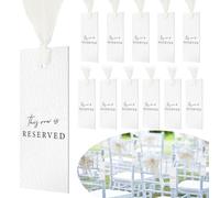 Clabby Paquete de 12 carteles colgantes con cinta para bodas, recepciones, fiestas, restaurantes, esta fila está reservada, letreros para bodas, iglesias, eventos, sillas