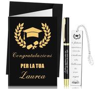 Clabby Regalos de Graduación Incluye Marcapáginas de Graduación de Metal Tarjeta de Felicitación de Graduación Bolígrafo de Graduación Marcapáginas de Acero Inoxidable con Letras Motivadoras(Negro)