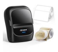 CLABEL 221B Etiquetadora Bluetooth Térmica para Manualidades, Impresora de Etiquetas para Precios Códigos de Barras Mercadillos Tienda, Incl. Papel Kraft 40mm Redondas & Etiquetas Blancas