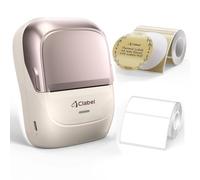 CLABEL 221B Etiquetadora Bluetooth Térmica para Manualidades, Impresora de Etiquetas para Precios Códigos de Barras Mercadillos Tienda, Incl. Papel Kraft 48mm con Marco Vintage & Etiquetas Blancas