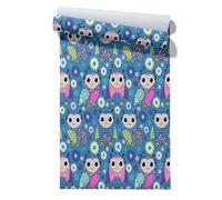 Claccis Papel de Pared Elegante Autoadhesivo Impermeable Para Muebles Búho Cute Cartoon Lindo Dibujo Animado Papel Pintado Y Resistente Al Aceite Paredes Cocina 45x500cm