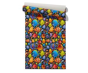 Claccis Papel Pared PVC Revestimiento Gran Formato Pez Cartoon Nature Naturaleza de Dibujos Animados Papel Pintado Impermeable, Despegar Y Pegar, Para Armarios 45x200cm