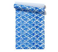 Claccis Papel Pintado Grueso Autoadhesivo Art Deco Ondas Abstractas Japanese Style Elegance Elegancia Al Estilo Japonés Azul Papel Impermeable, Despegar Pegar, Para Armarios 45x200cm