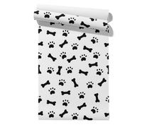 Claccis Papel Pintado Moderno Autoadhesivo Japon Huellas Patas Perro Cute Cartoon Lindo Dibujo Animado En Blanco Y Negro Papel Impermeable Resistente Al Aceite Para Paredes Cocina 45x300cm