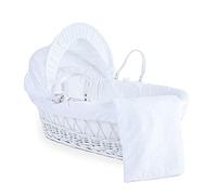 Clair de Lune Broderie Anglaise - Moisés de mimbre con falda, incluye capucha, forro acolchado, colcha, asas, colchón hipoalergénico | estilo tradicional bordado de tela hecho con amor en el Reino