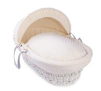 Clair de Lune Dimple - Moisés de mimbre blanco con ropa de cama, 68 x 30 cm, color crema