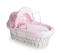 Clair de Lune Dimple - Moisés de mimbre blanco con ropa de cama, 68 x 30 cm, color rosa