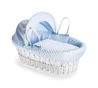 Clair de Lune Moisés de mimbre blanco Dimple con ropa de cama, 68 x 30 cm (azul)